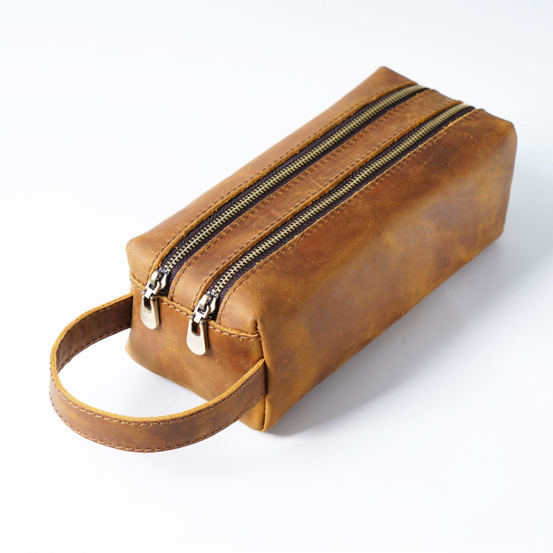 Wholesale Leather Simple Large -capacity Creative Double -layer Zipper Bag